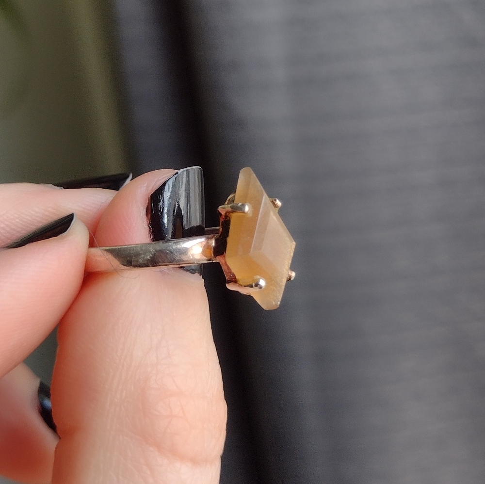 Sterling Silver Diamond Sunstone Ring - image 7